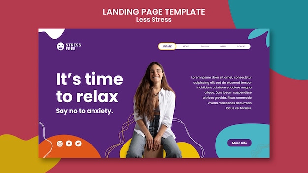 PSD gratuit modèle de page de destination moins stressant