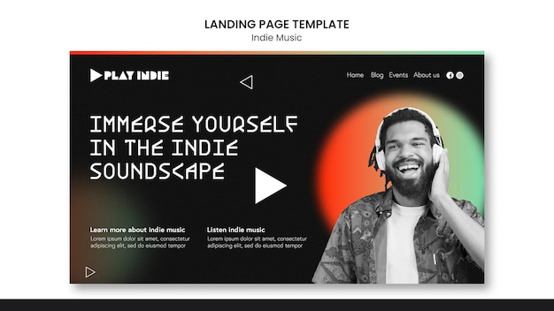 Modèle de page de destination de musique indépendante dégradée