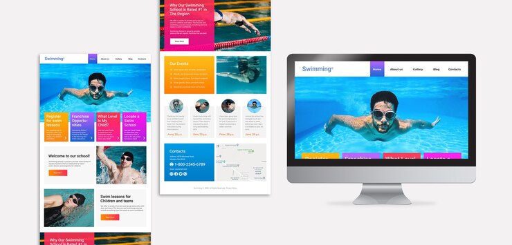 PSD gratuit modèle de page de destination de natation