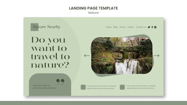 PSD gratuit modèle de page de destination nature minimaliste