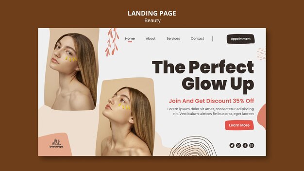 Modèle de page de destination naturelle et beauté