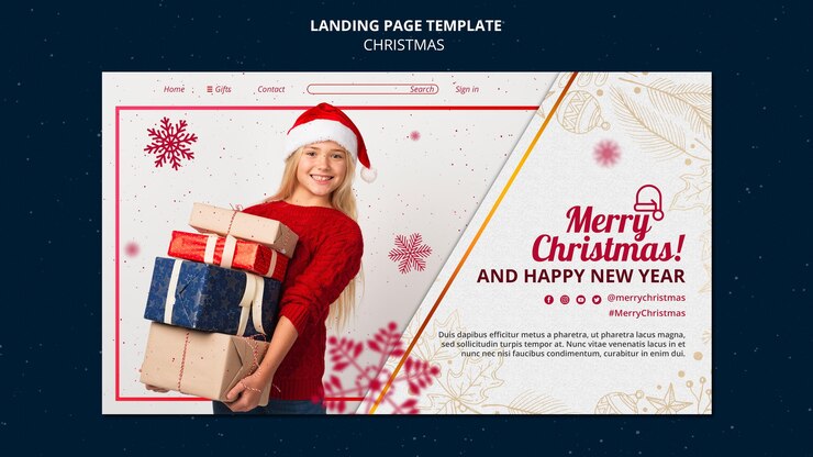 PSD gratuit modèle de page de destination de noël de célébration