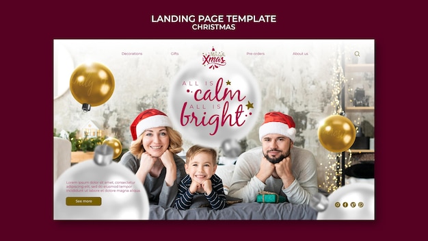 PSD gratuit modèle de page de destination de noël festif créatif