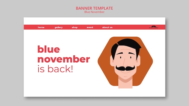 PSD gratuit modèle de page de destination de novembre bleu