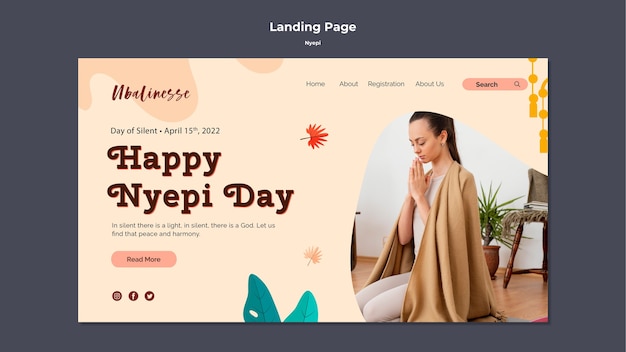 PSD gratuit modèle de page de destination nyepi design plat