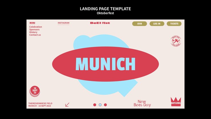 PSD gratuit modèle de page de destination oktoberfest design plat