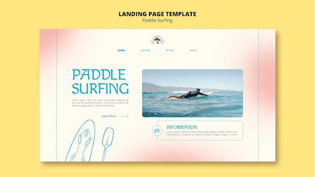 Modèle de page de destination de paddle surf