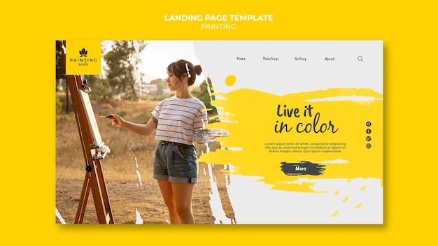PSD gratuit modèle de page de destination de peinture