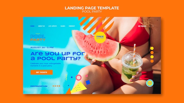 Modèle De Page De Destination De Pool Party