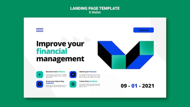 PSD gratuit modèle de page de destination de portefeuille électronique