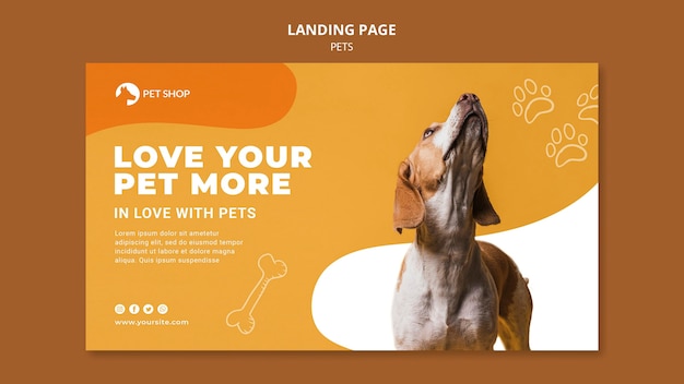 Modèle de page de destination pour animalerie