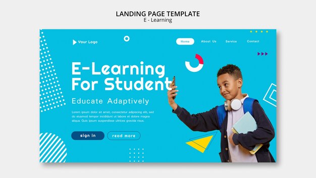 Modèle de page de destination pour l'apprentissage en ligne et les cours en ligne