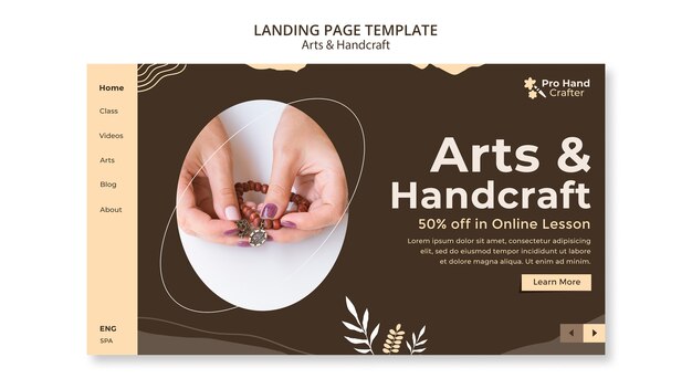 Modèle de page de destination pour les arts et l'artisanat