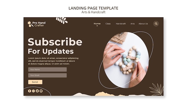PSD gratuit modèle de page de destination pour les arts et l'artisanat