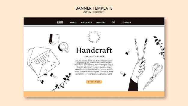 PSD gratuit modèle de page de destination pour les arts et l'artisanat