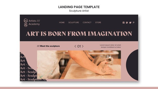 Modèle de page de destination pour l'atelier de sculpture