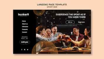 PSD gratuit modèle de page de destination pour bar sportif avec bière