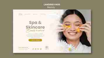 PSD gratuit modèle de page de destination pour la beauté et le spa avec des fleurs de femme et de camomille