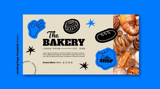 Modèle de page de destination pour boulangerie et café
