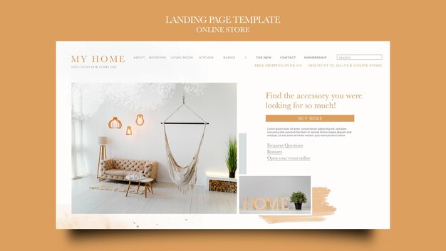 Modèle de page de destination pour la boutique en ligne de meubles de maison