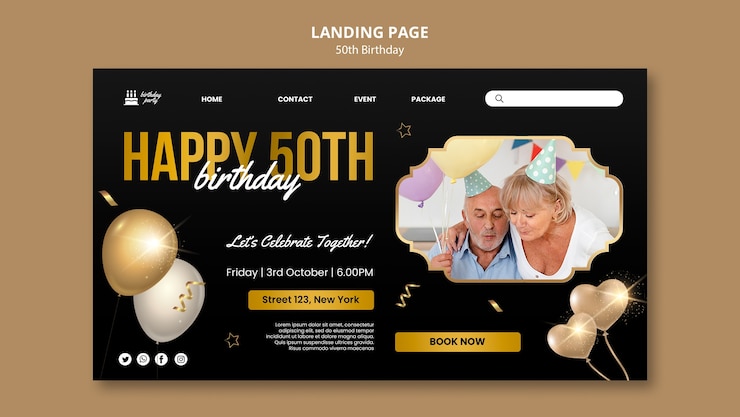 PSD gratuit modèle de page de destination pour la célébration du 50e anniversaire