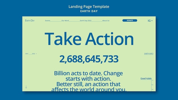 PSD gratuit modèle de page de destination pour la célébration du jour de la terre