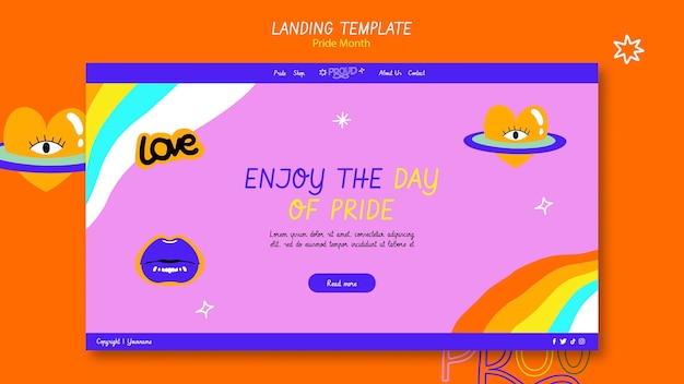 PSD gratuit modèle de page de destination pour la célébration du mois de la fierté