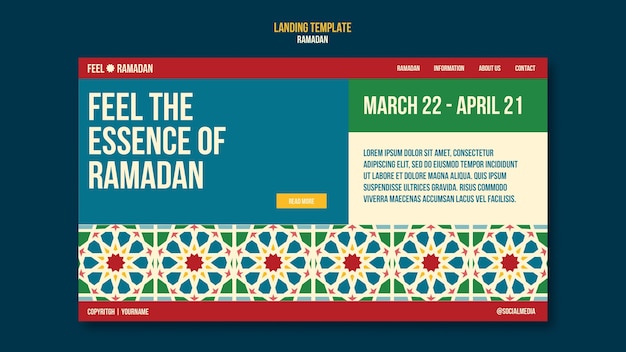 PSD gratuit modèle de page de destination pour la célébration du ramadan
