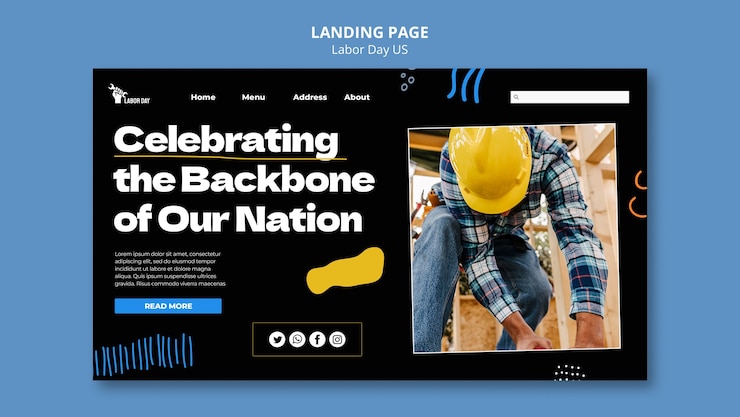 PSD gratuit modèle de page de destination pour la célébration de la fête du travail