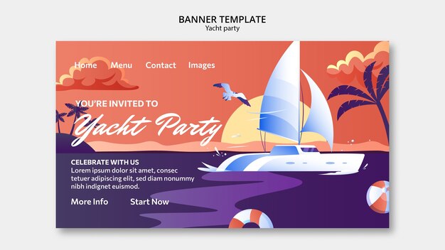 Modèle de page de destination pour la célébration d'une fête de yacht de luxe