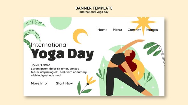 Modèle de page de destination pour la célébration de la journée internationale du yoga