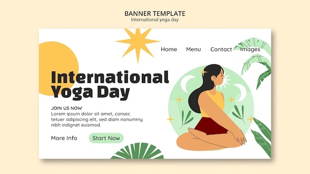 PSD gratuit modèle de page de destination pour la célébration de la journée internationale du yoga