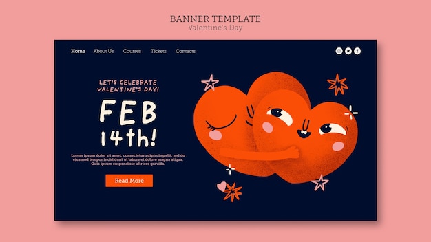 PSD gratuit modèle de page de destination pour la célébration de la saint-valentin