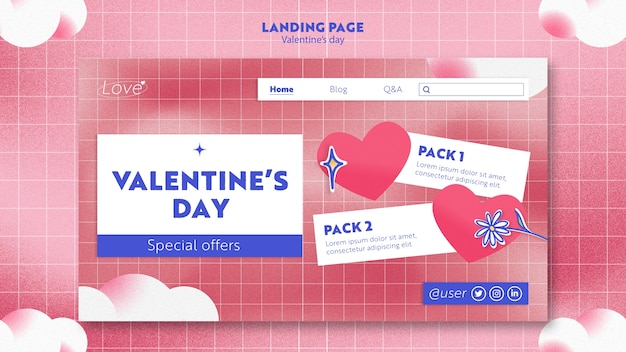 PSD gratuit modèle de page de destination pour la célébration de la saint-valentin