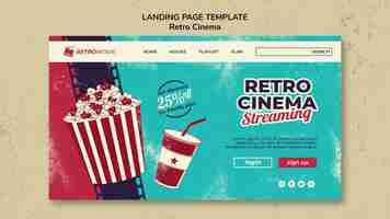 PSD gratuit modèle de page de destination pour le cinéma rétro