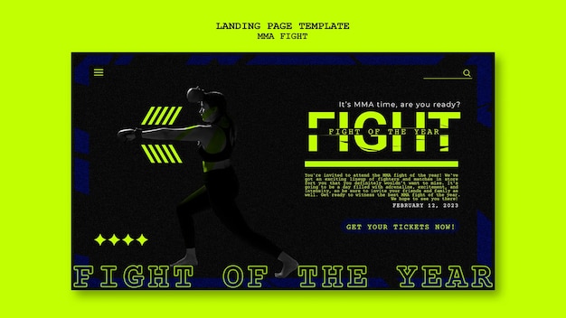 Modèle De Page De Destination Pour Les Combats Mma Box