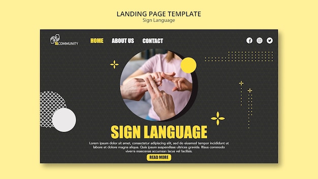 Modèle De Page De Destination Pour La Communication En Langue Des Signes