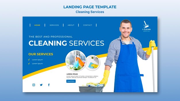 Modèle de page de destination pour le concept de service de nettoyage