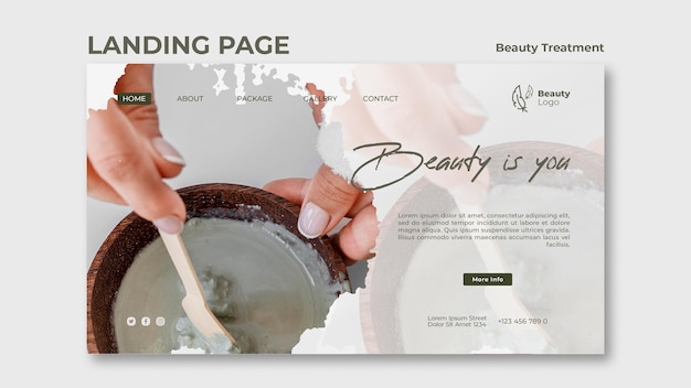 Modèle De Page De Destination Pour Le Concept De Traitement De Beauté