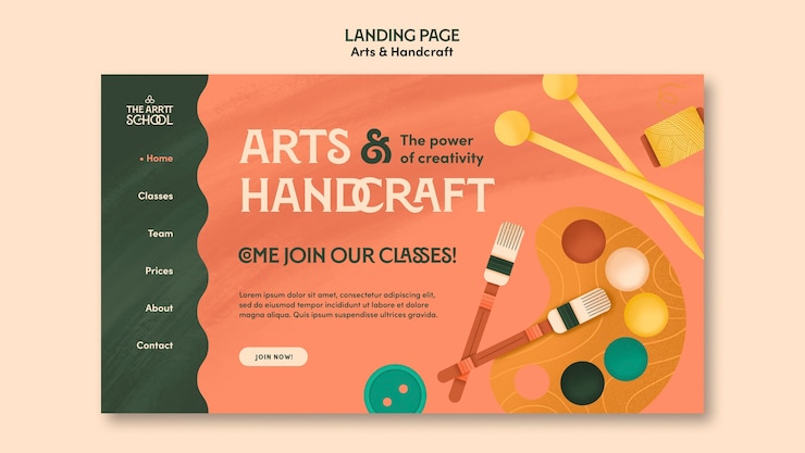 PSD gratuit modèle de page de destination pour les cours d'art et d'artisanat