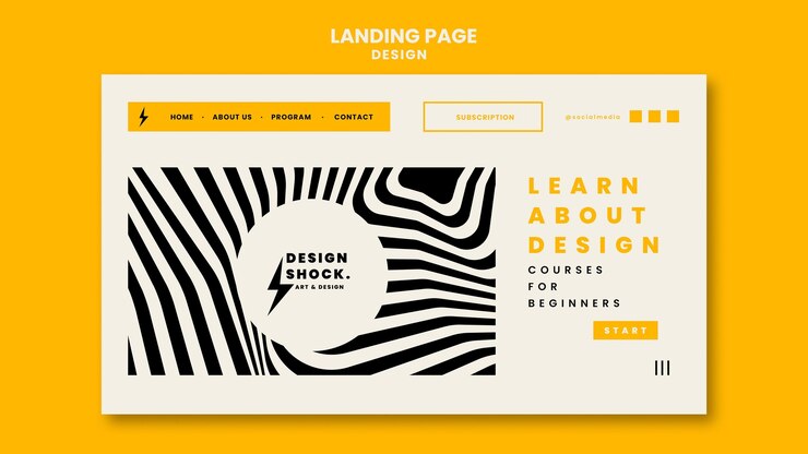 PSD gratuit modèle de page de destination pour les cours de conception graphique