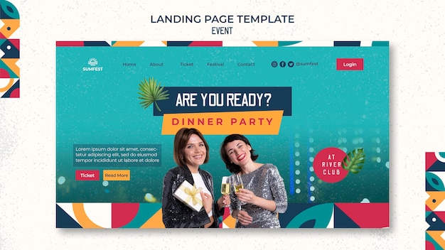 PSD gratuit modèle de page de destination pour un dîner