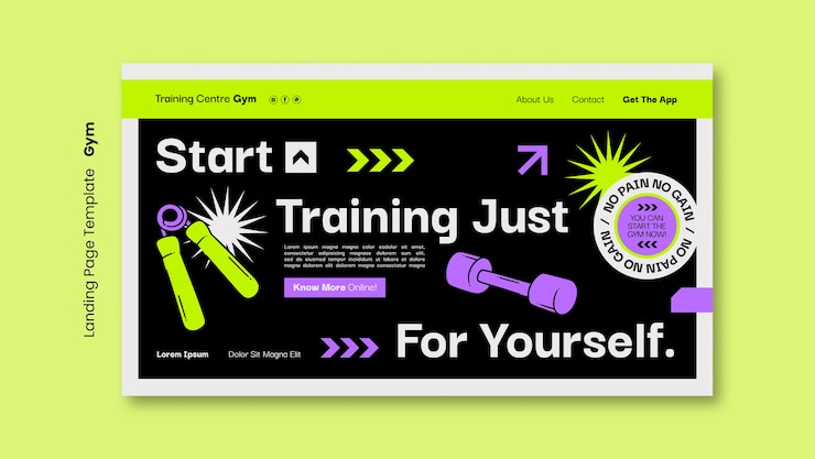 PSD gratuit modèle de page de destination pour l'entraînement au gymnase