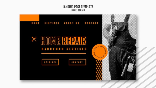 PSD gratuit modèle de page de destination pour entreprise de réparation de maisons