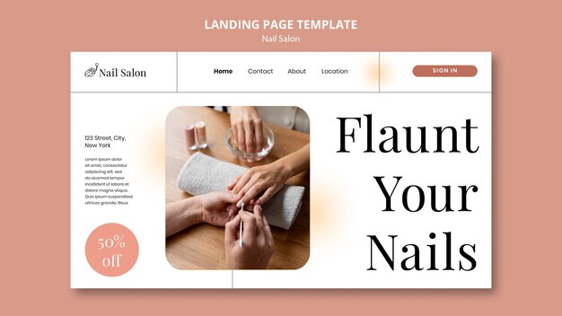 Modèle de page de destination pour les entreprises de salon de manucure