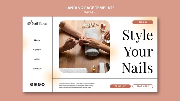 Modèle de page de destination pour les entreprises de salon de manucure