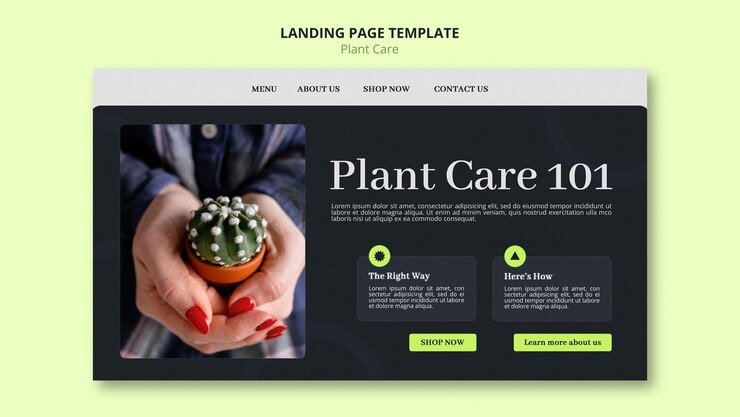 PSD gratuit modèle de page de destination pour l'entretien des plantes