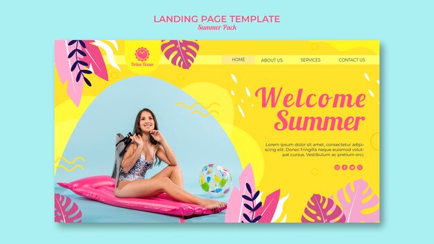 Modèle de page de destination pour l'été