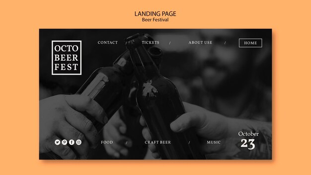 Modèle de page de destination pour le festival d'octobre