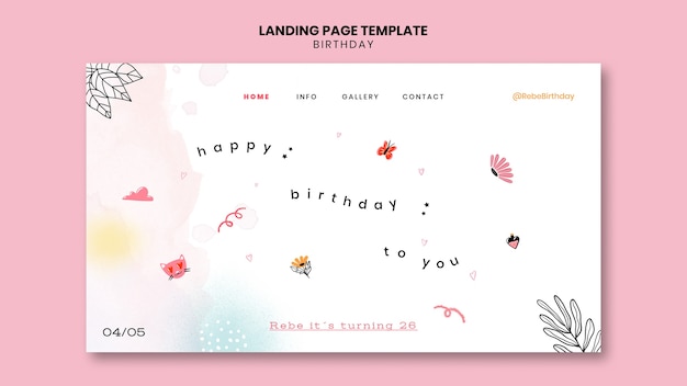 PSD gratuit modèle de page de destination pour la fête d'anniversaire